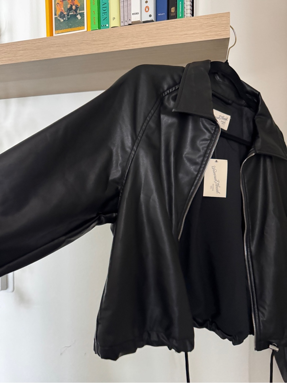 Universal Thread Black Faux Leather Zip-Front Jacket - Picture 2 of 4